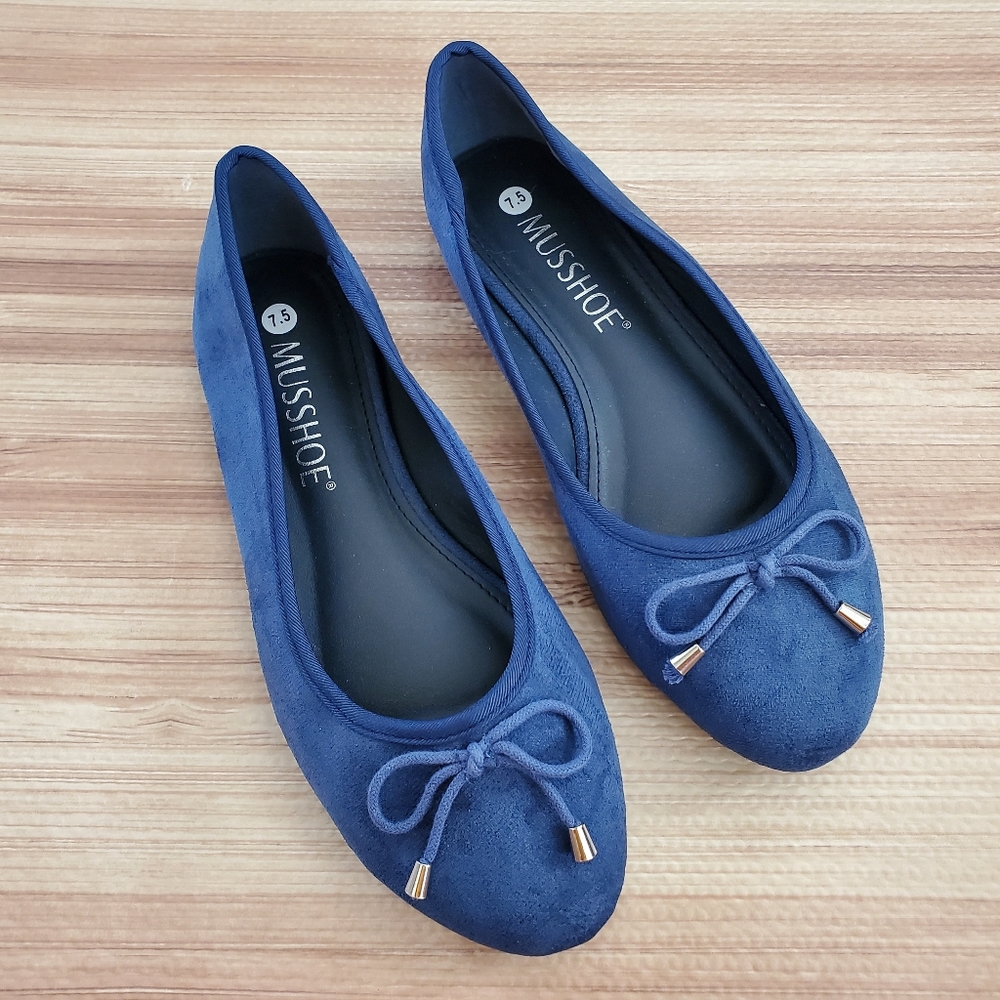 NWOB MUSSHOE Blue Microsuede Slip On Ballet Shoe